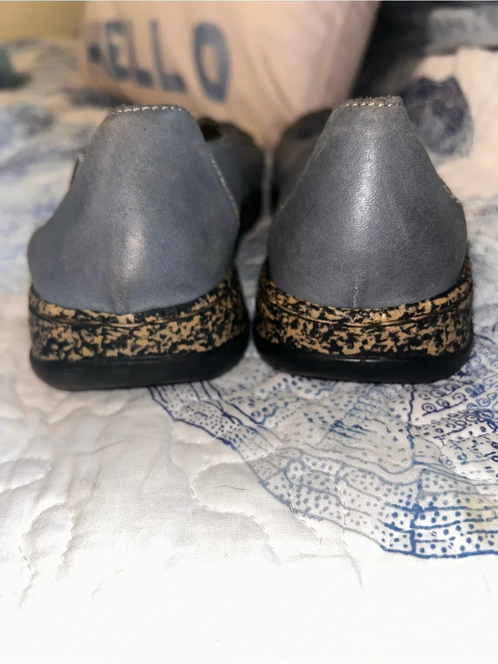 Rieker Blue Leather Cutout Comfort Flats